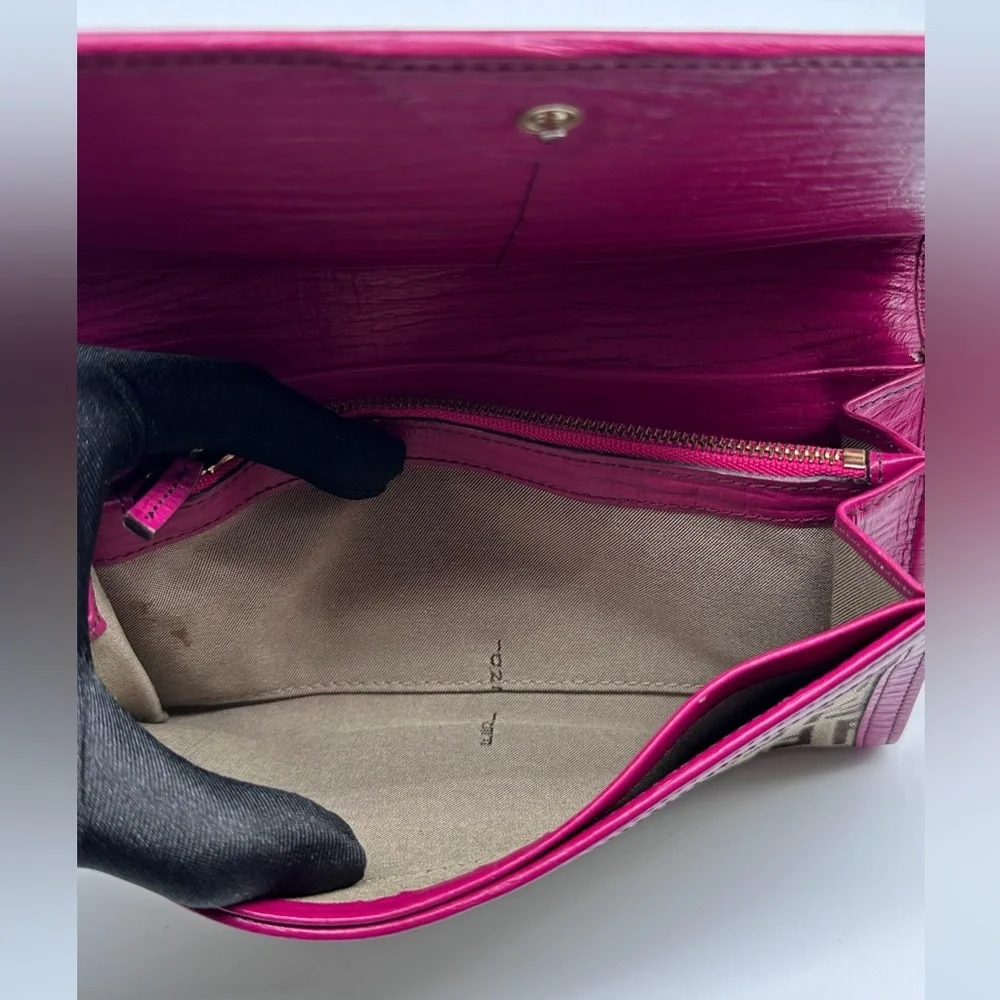 Fendi Zucca Canvas & Leather Continental Wallet - RARE Hot Pink/Monogram - Picture 9 of 10